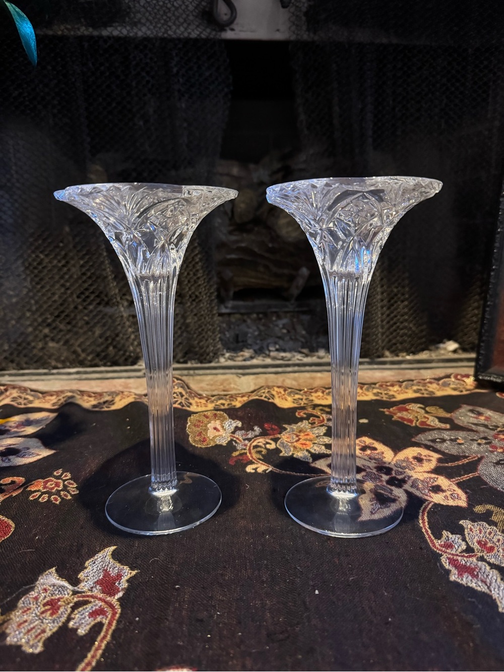 Cristal d'Arques France Vincennes Pattern Clear Crystal Candle Holder (Set of 2)